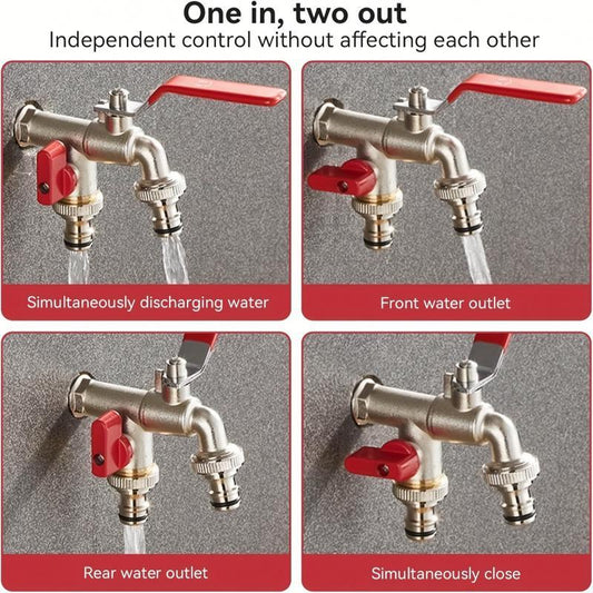 🔥 Hot sale 50% OFF🔥Universal Stainless Steel Double Outlet Garden Water Faucet