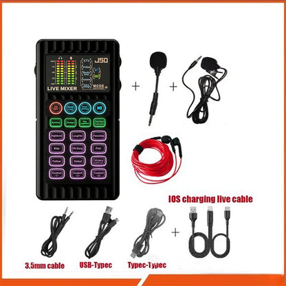 ✨🎤 Portable Handheld Live Sound Card (Voice Changer): Multifunctional Effects + Noise Cancellation – Stream from Anywhere!