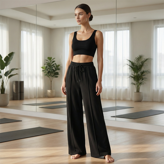 Women's High-Waist Wide-Leg Pants with Drawstring