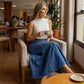 ✨Women's High-Waist A-Line Denim Maxi Skirt💞