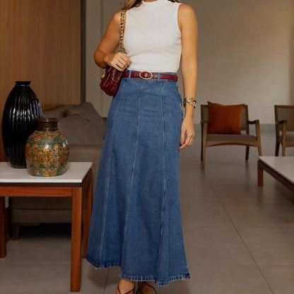 ✨Women's High-Waist A-Line Denim Maxi Skirt💞