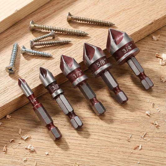 🔥5PCS or 3PCS Countersink Drill Bit Set for Woodworking