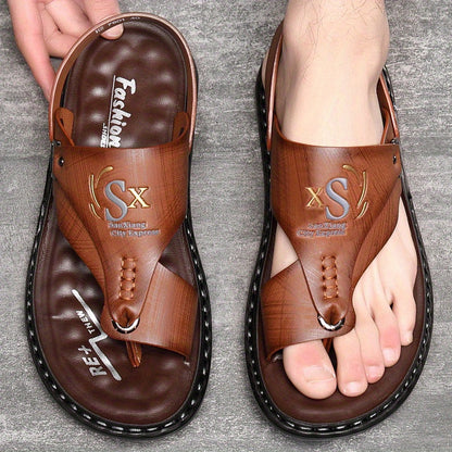 Breathable Soft Leather Outdoor Sandals for Men in Plus Sizes